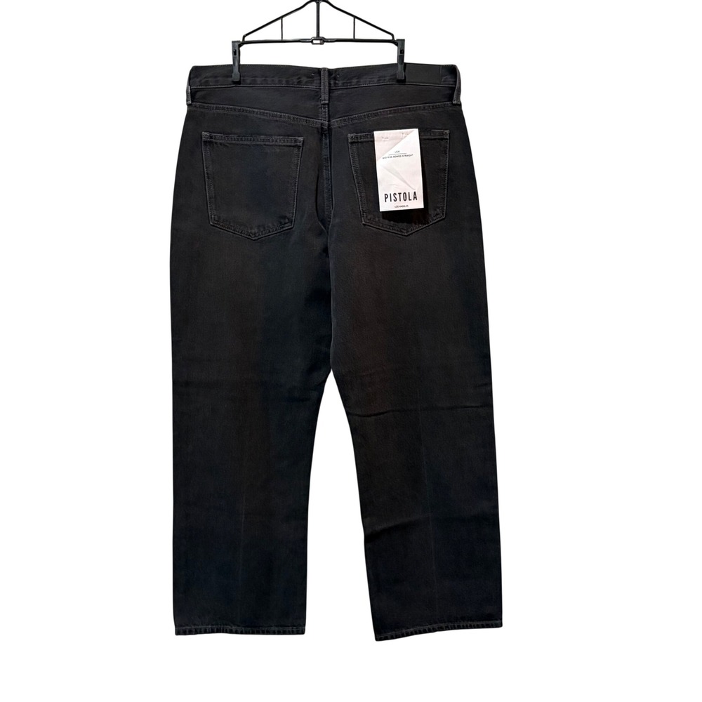Pistola Lexi Mid Rise Bowed Straight Jeans Women 36x29 32 Mercury Black - Picture 3 of 13